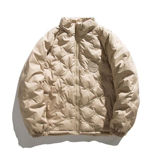 Retro Loose Embossed Down Jacket |puffer jacket outfit