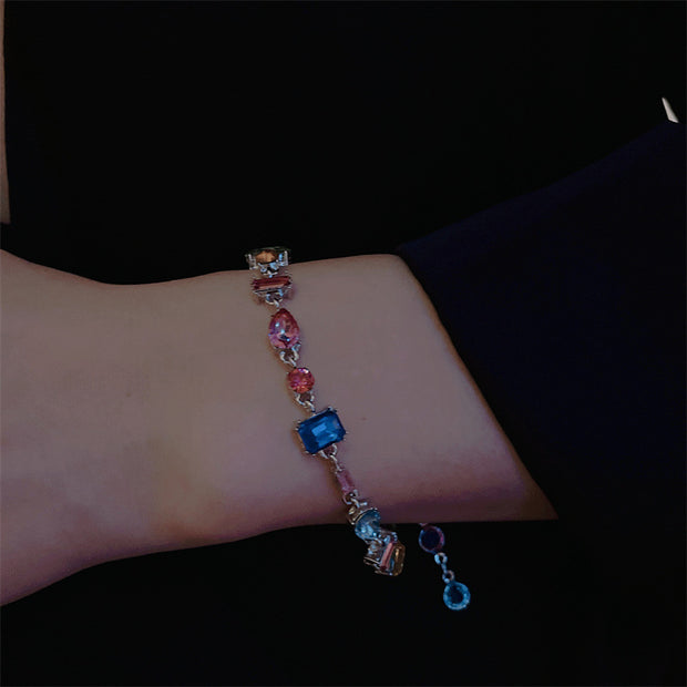 Zircon Necklace and High-grade Color Crystal Bracelet