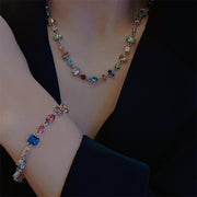 Zircon Necklace and High-grade Color Crystal Bracelet