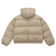 Texture Pleated Warm Thick Loose Hooded Cotton Coat |puffer jacket outfit