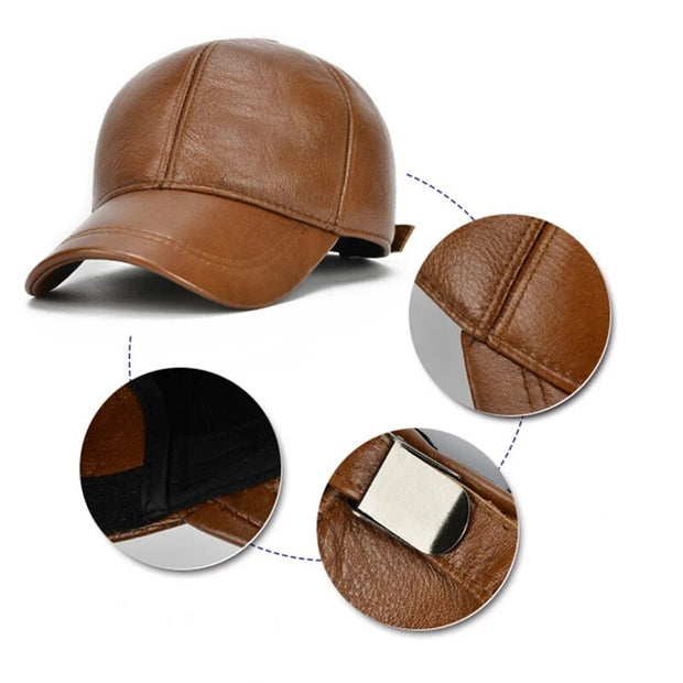 Adjustable Unisex Genuine Leather Baseball Cap