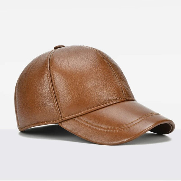 Adjustable Unisex Genuine Leather Baseball Cap