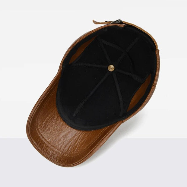 Adjustable Unisex Genuine Leather Baseball Cap