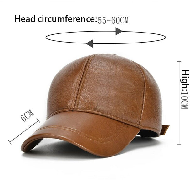 Adjustable Unisex Genuine Leather Baseball Cap